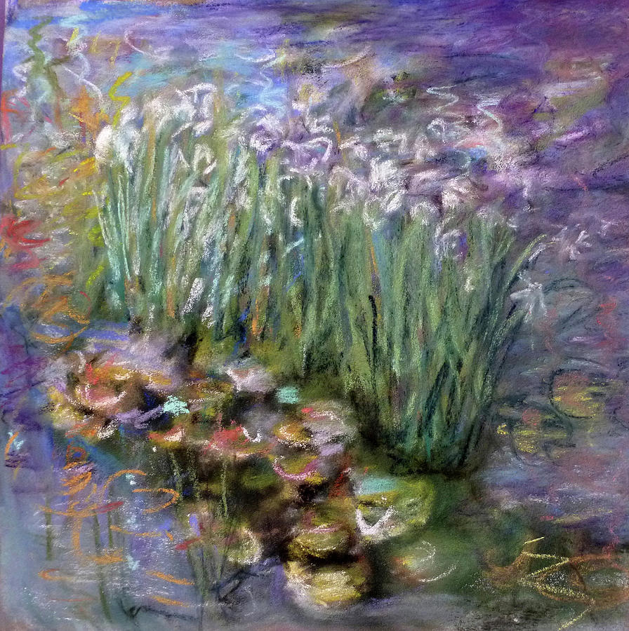 Irises in the Lily Pond Pastel by Studio Tolere