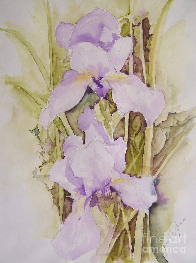 Irises Painting by Jackie Mueller-Jones