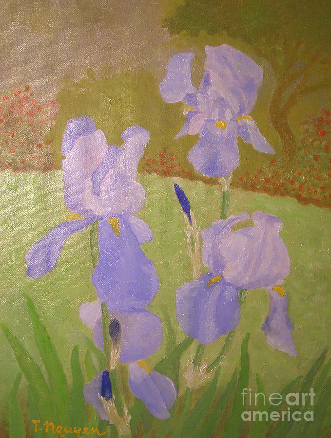 Irises Painting - Irises by Thi Nguyen Irises Painting - Irises by Thi Nguyen