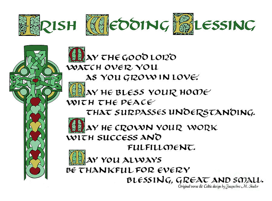 Irish Celtic Wedding Blessing Drawing by Jacqueline Shuler