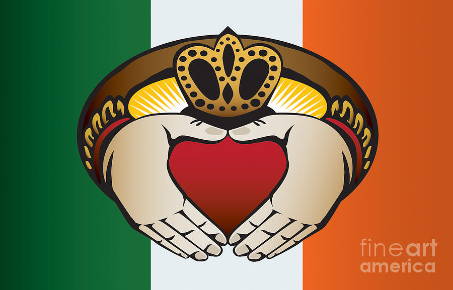 Flag Digital Art - Irish Claddagh art by Joe Barsin