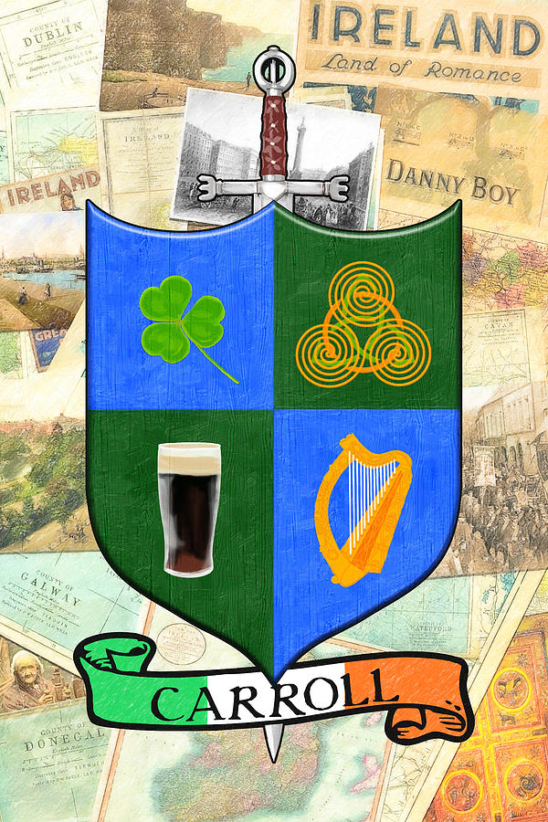 Irish Coat Of Arms - Carroll Digital Art by Mark Tisdale