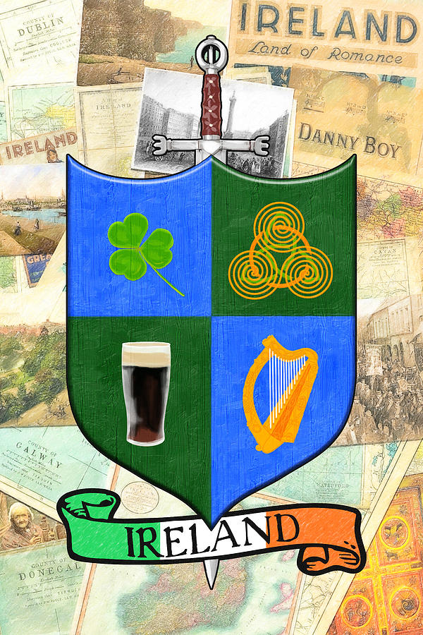 Beer Digital Art - Irish Coat Of Arms - Heraldic Art by Mark Tisdale