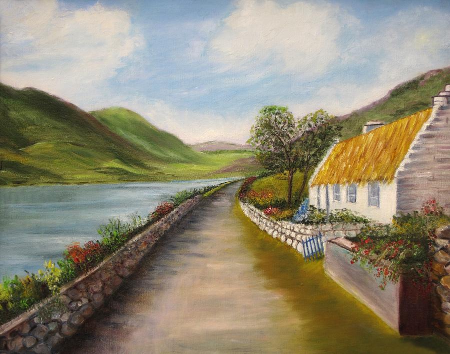 Mountain Painting - Irish Cottage by Irene McDunn