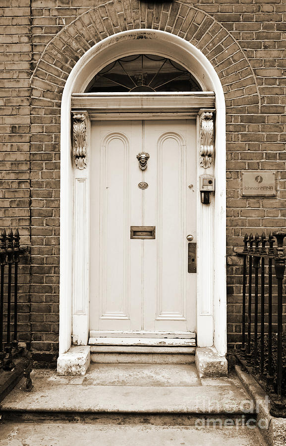 Irish Doors of Dublin Ireland Traditional Stately Georgian Style Sepia Photograph by Shawn OBrien