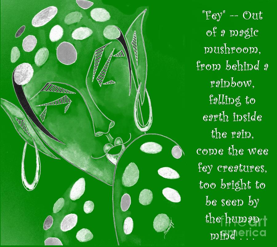 Irish Elf with Text Painting by Jayne Somogy