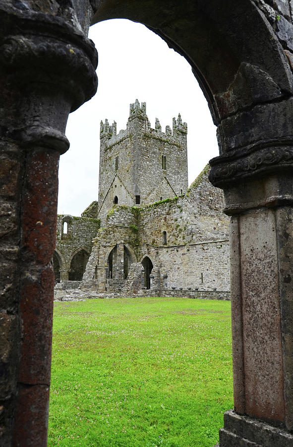 Irish Jerpoint Abbey Tower and Arched Cloister Columns County Kilkenny ...