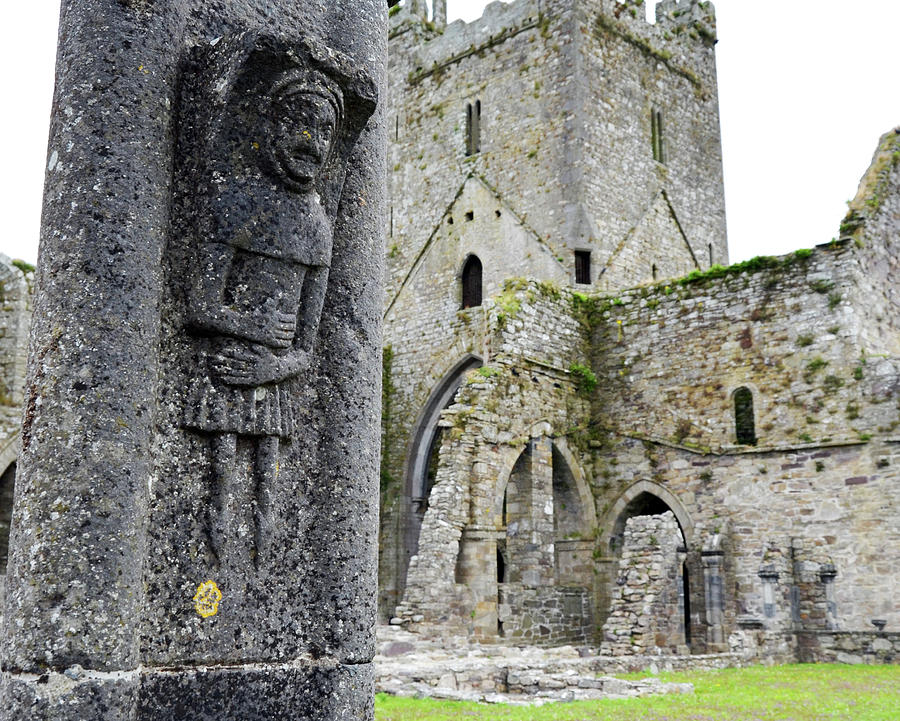 Irish Jerpoint Abbey Tower and Cloister Column Stone Carving County Kilkenny Ireland Photograph by Shawn OBrien