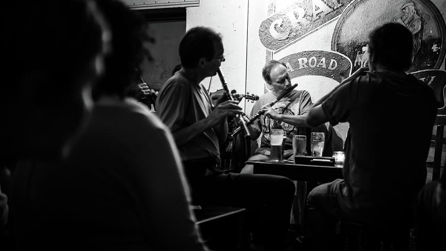 Beer Photograph - Irish pub music - Galway, Ireland - Black and white photography by Giuseppe Milo