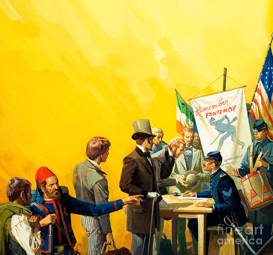 Up Movie Painting - Irish recruitment for the American Civil War by Severino Baraldi