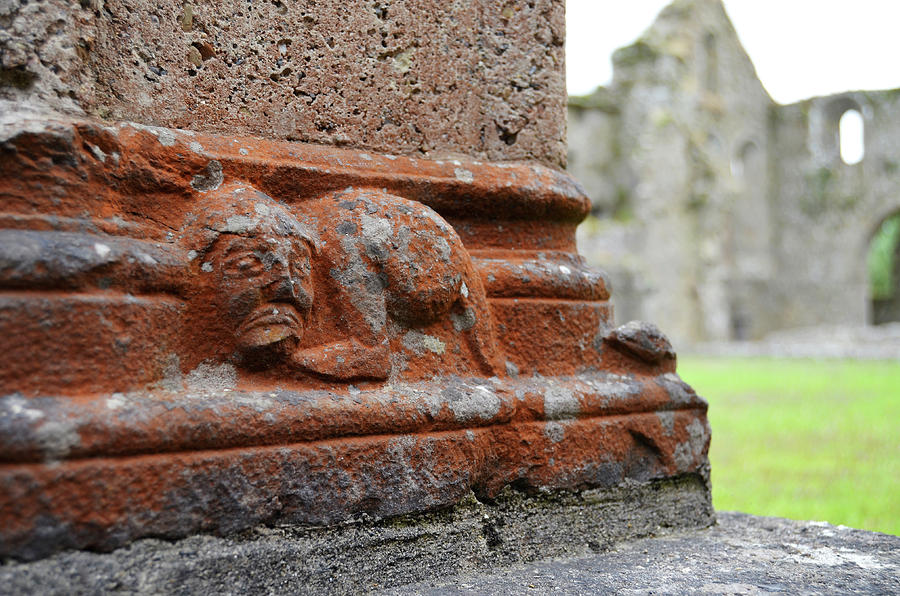 Irish Sad Face Stone Carving Jerpoint Abbey Cloister Column County Kilkenny Ireland Photograph by Shawn OBrien