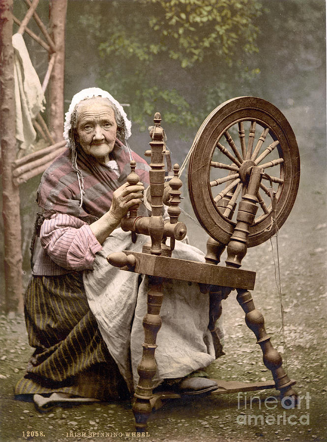 Irish Spinner And Spinning Wheel, 1890s Photograph by Science Source