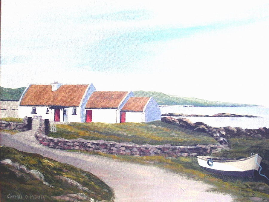 Irish Thatched Cottage Painting by Cathal O malley