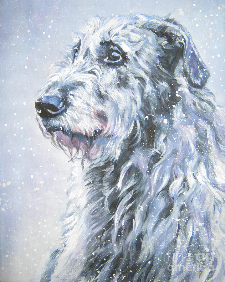 Irish Wolfhound in snow Painting by Lee Ann Shepard