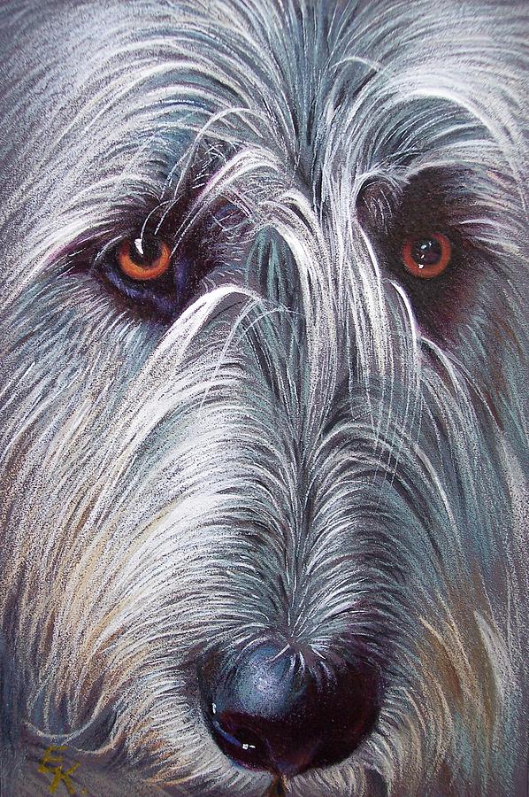 Dog Drawing - Irish Wolfhound by Elena Kolotusha