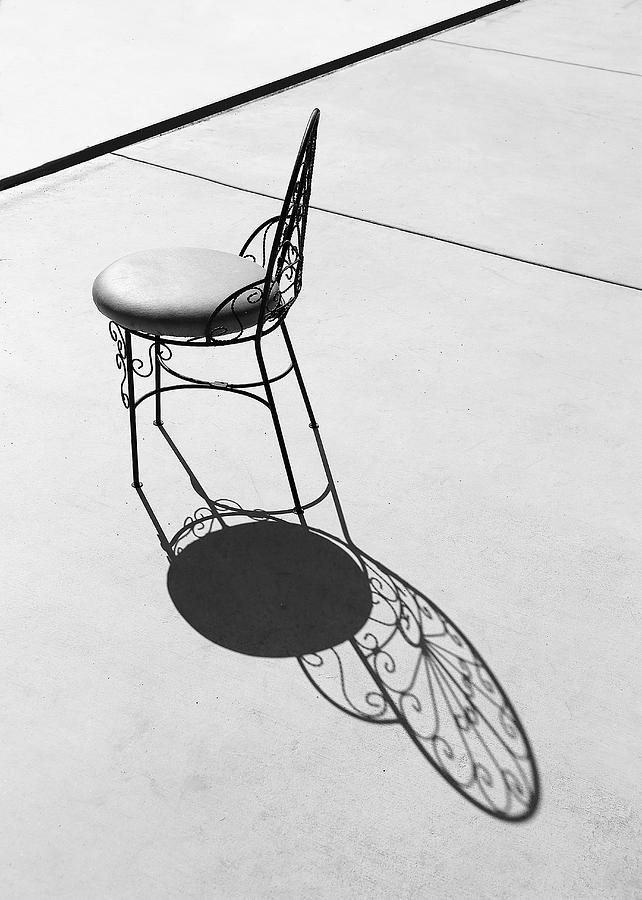 Black And White Photograph - Iron Chair And Its Butterfly Shadow by Viktor Savchenko