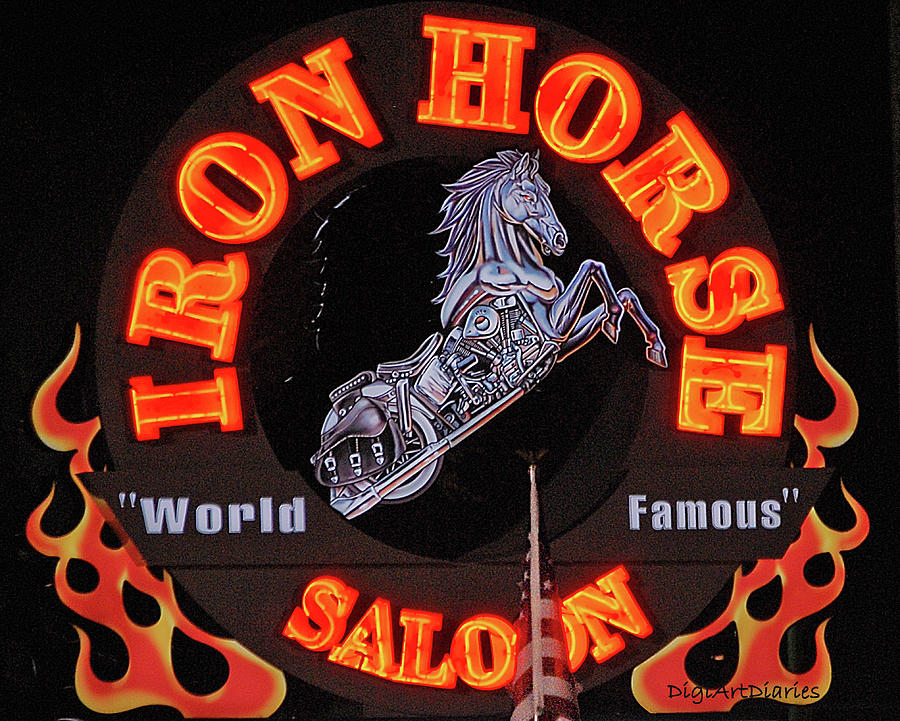 Iron Horse Saloon in Neon Digital Art by DigiArt Diaries by Vicky B Fuller