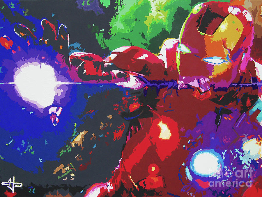 Ant Man Painting - Iron Man - Stark Contrast by Kelly Hartman