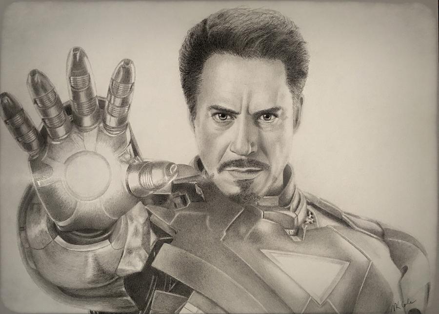 Iron Man Drawing - Tony Stark by Vanessa Cole.