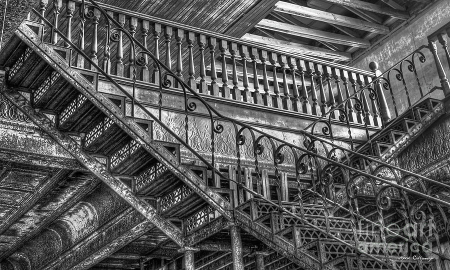 IronWorks Stairs BW Historic Interior Design Art Photograph by Reid Callaway