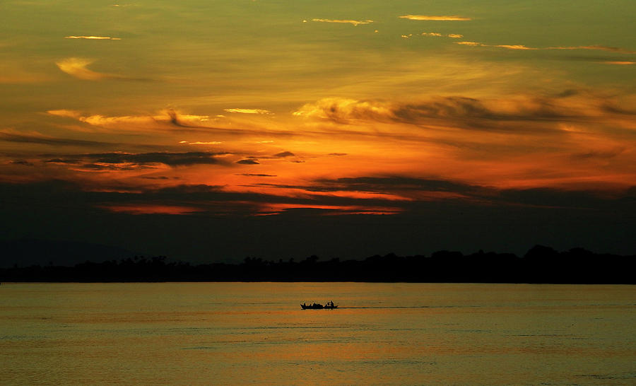 Sunset Photograph - Irrawaddy River Sunset, Myanmar by Kurt Van Wagner