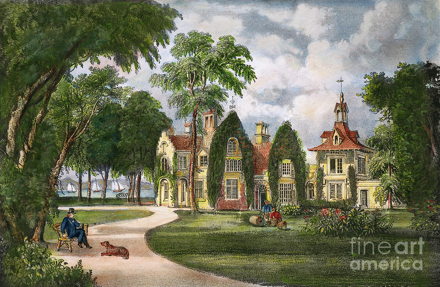 1800's Drawing - Irvings Home, Sunnyside by Granger