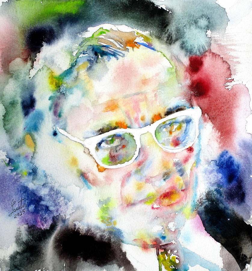 Isaac Asimov Painting - ISAAC ASIMOV - watercolor portrait by Fabrizio Cassetta