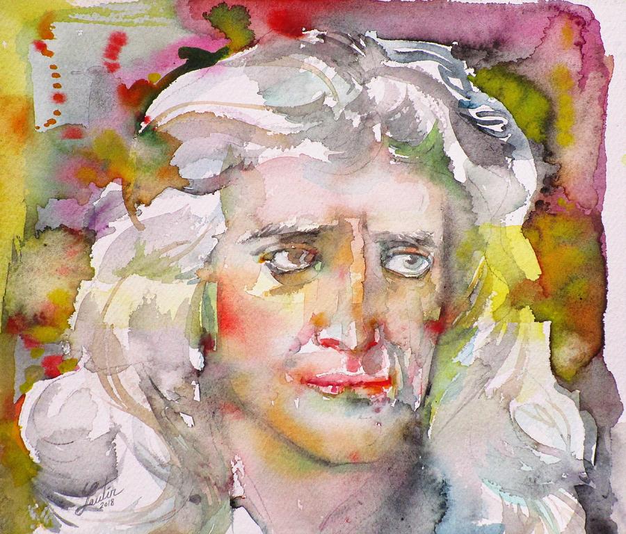 ISAAC NEWTON - watercolor portrait.2 Painting by Fabrizio Cassetta