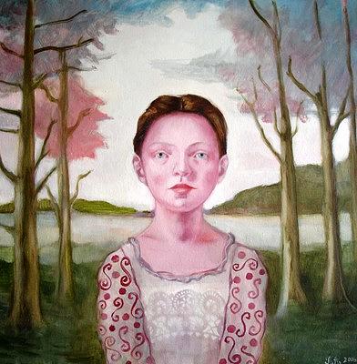 Tree Painting - Isabel with Pink Trees by Rachel Aponte