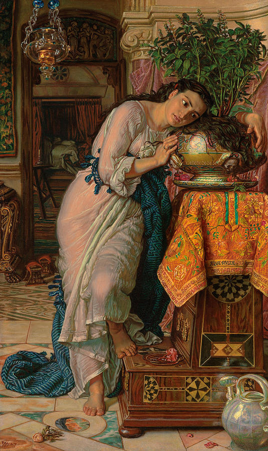 Skull Painting - Isabella and the Pot of Basil by William Holman Hunt