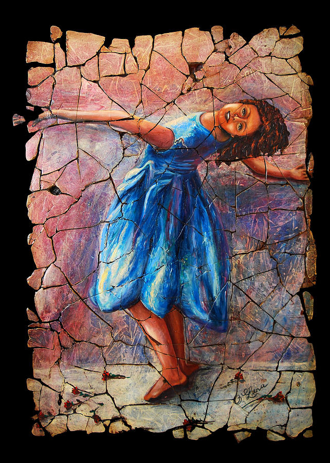 Isadora Duncan - 1 Painting by Lena Owens - OLena Art Vibrant Palette Knife and Graphic Design