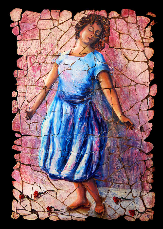Fresco of Empowerment - Isadora Duncan II Painting by Lena Owens - OLena Art Vibrant Palette Knife and Graphic Design