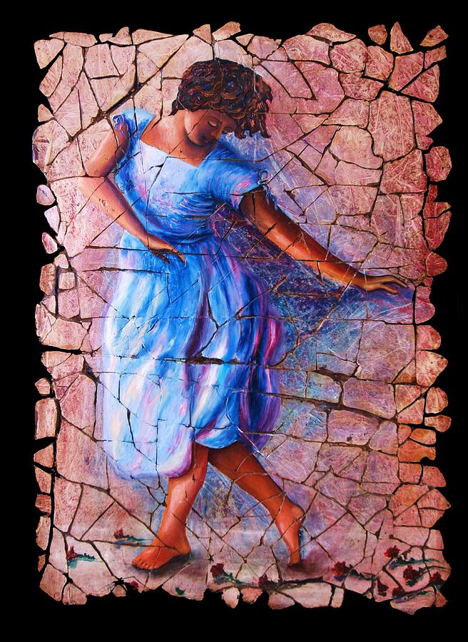 Isadora Duncan - 3 Painting by Lena Owens - OLena Art Vibrant Palette Knife and Graphic Design