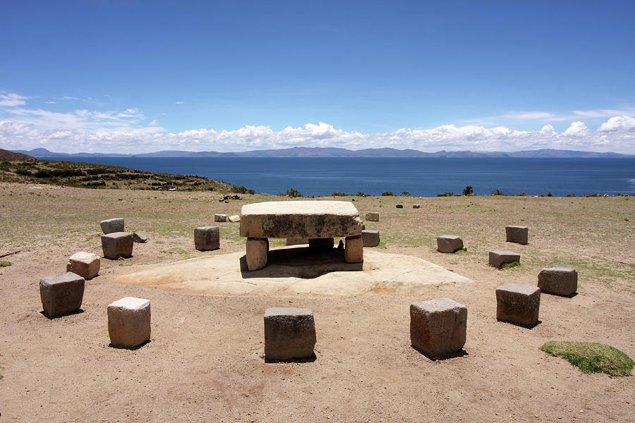 Ceremonial Table, Isla del Sol, Lake Titicaca, Bolivia Photograph by Aidan Moran