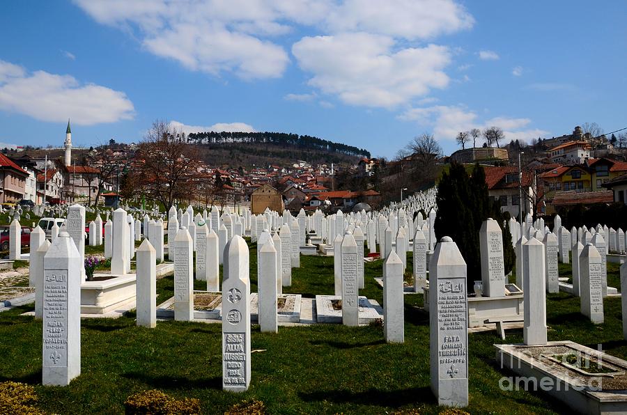 Islamic Muslim Tombstones of Bosnian soldiers at Martyrs Memorial Cemetery Kovaci Sarajevo Bosnia Photograph by Imran Ahmed