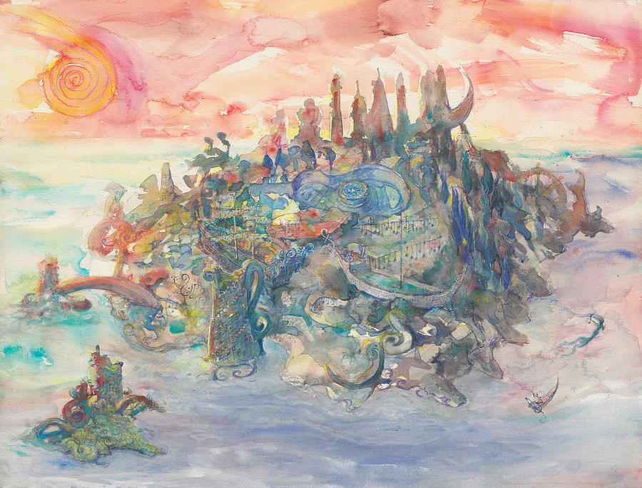 Watercolor Painting - Island 5, Opala Kevrali by Jay Kauffman Watercolor Painting - Island 5, Opala Kevrali by Jay Kauffman