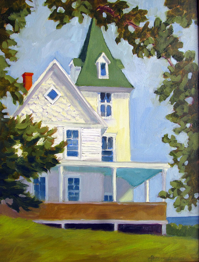 Island Cottage Painting by Sharon Lehman