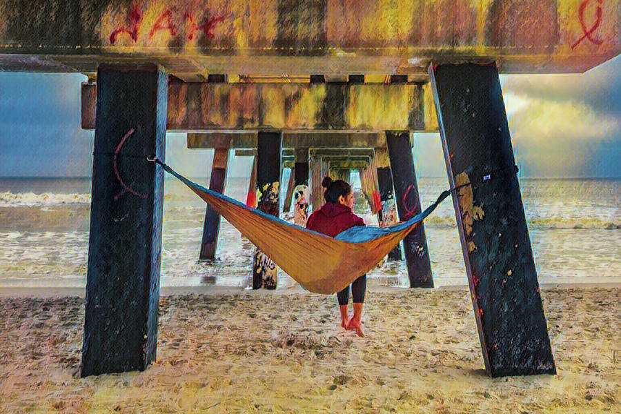 Island Dreams Under the Pier Oil Painting Photograph by Debra and Dave Vanderlaan