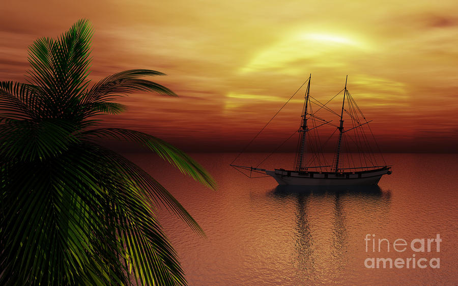 Sunset Digital Art - Island Explorer  by Richard Rizzo