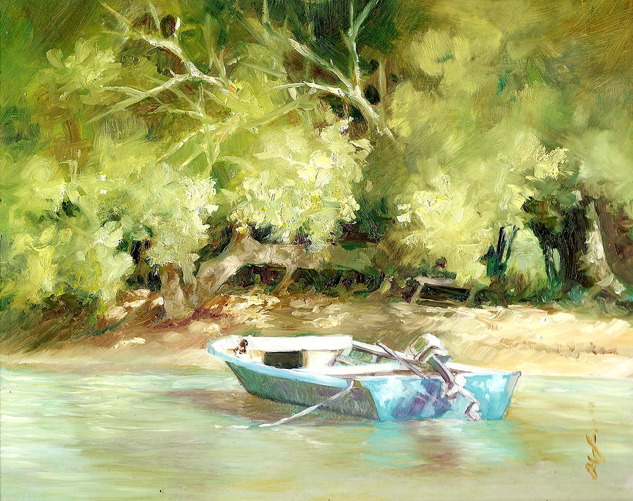 Boat Painting - Island Ferry by Monica Linville