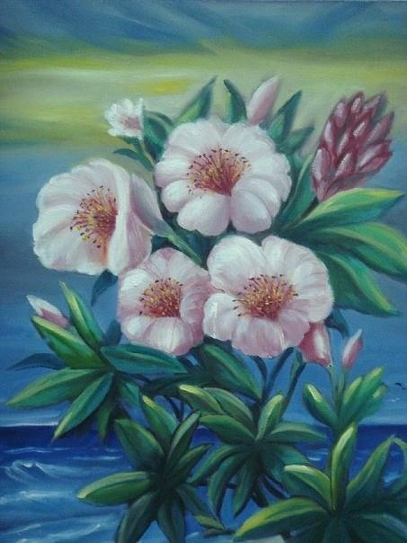 Island Flower Painting by Wanvisa Klawklean