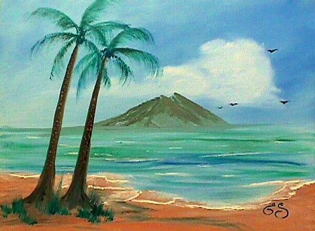 Landscape Painting - Island in the Pacific by Janine Shideler
