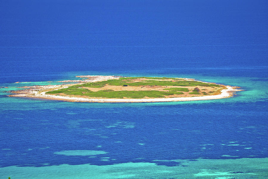 Island in turquoise sea aerial view Photograph by Brch Photography