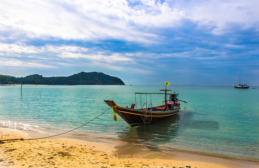 Island Koh Phangang With Boat In The Water Photograph