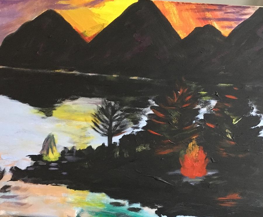 Mountain Painting - Island Meditation  by Nicole Poirier