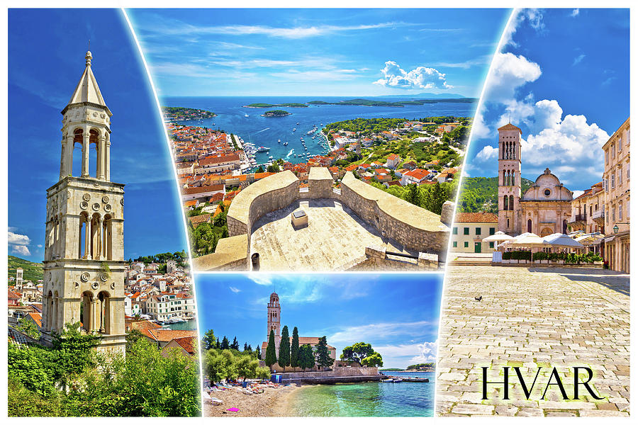 Island of Hvar tourist postcard with label Photograph by Brch Photography