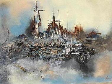 Abstract Painting - Island Of Lost Ships by Olga Dmytrenko Abstract Painting - Island Of Lost Ships by Olga Dmytrenko