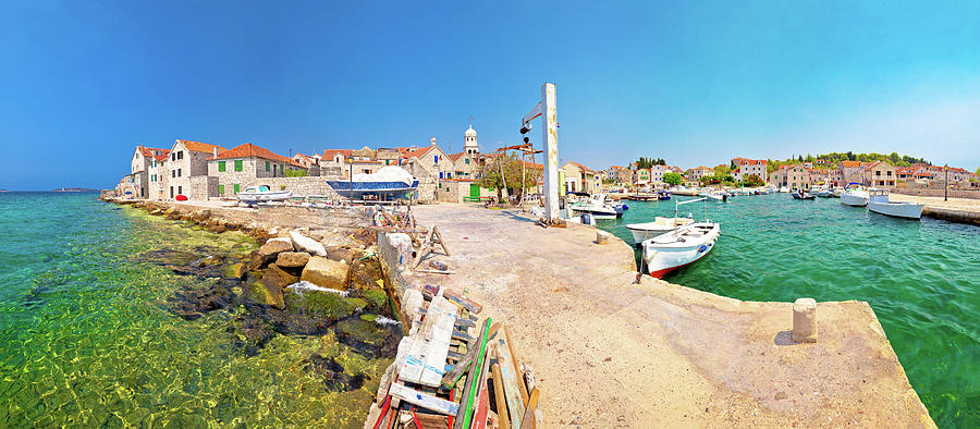Island of Prvic harbor panorama in Sepurine Photograph by Brch Photography