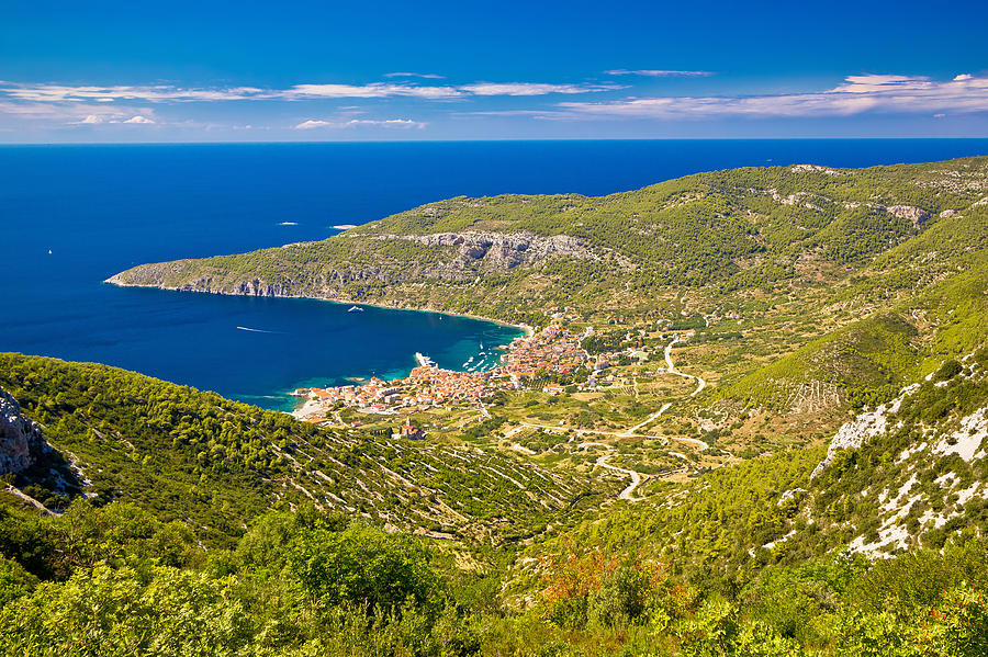 Architecture Photograph - Island of Vis archipelago aerial view by Brch Photography