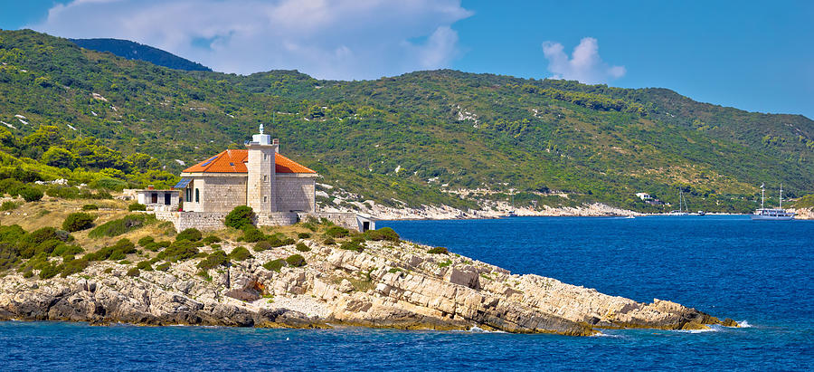 Island of Vis lighthouse panoramic Photograph by Brch Photography
